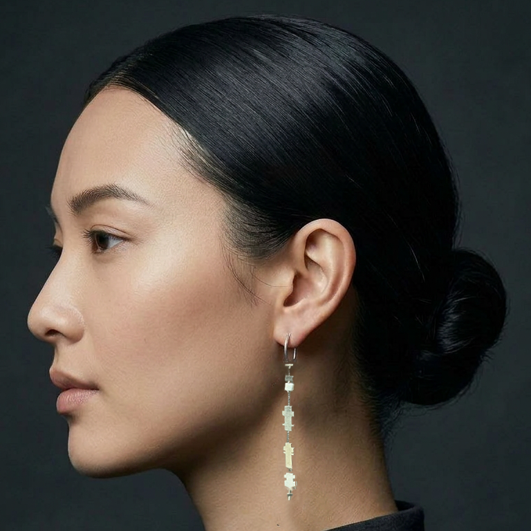 Model wearing a ZULIE sleep sculpture earring